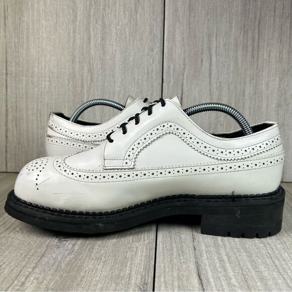 RARE Vintage Smack Creeper White Patent Leather Chunky Lace Up Boot Mens Size 9 - Picture 2 of 10